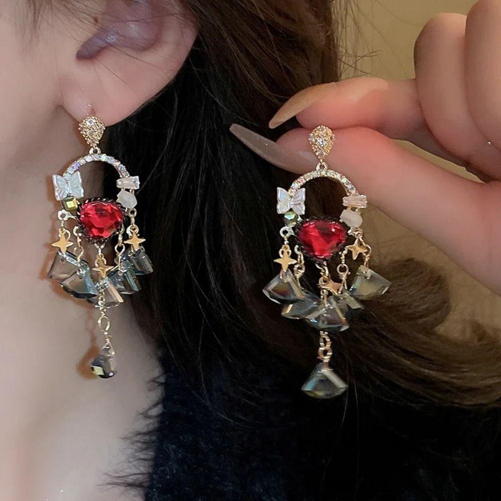 

Модные веерообразные серьги-кисточки, средневековые винтажные серьги-гвоздики для вечеринки синий