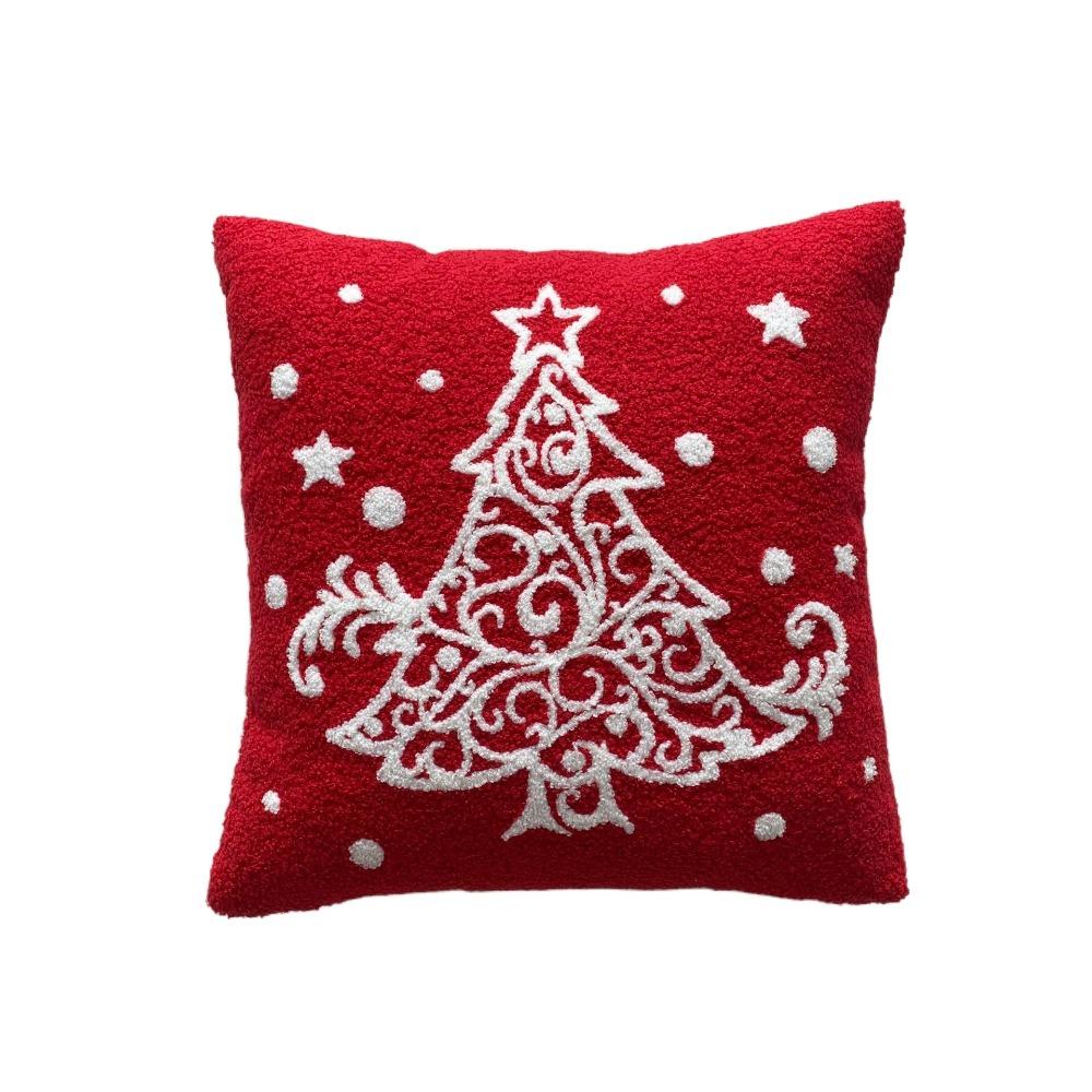 Red Throw Pillowcover INS Style Cushion Cover Soft Christmas Plush Pillowcase  Sofa/Bed