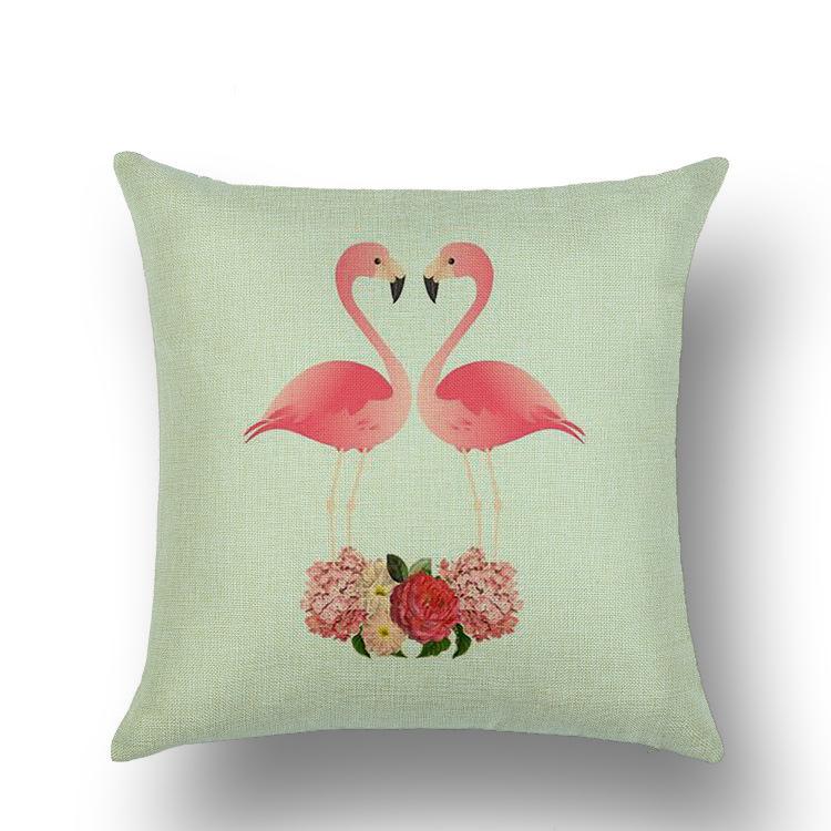 

Pillowcase Flamingo Cotton and Lines Pillow Backrest Pad Sofa Linen Pillow 45*45cm