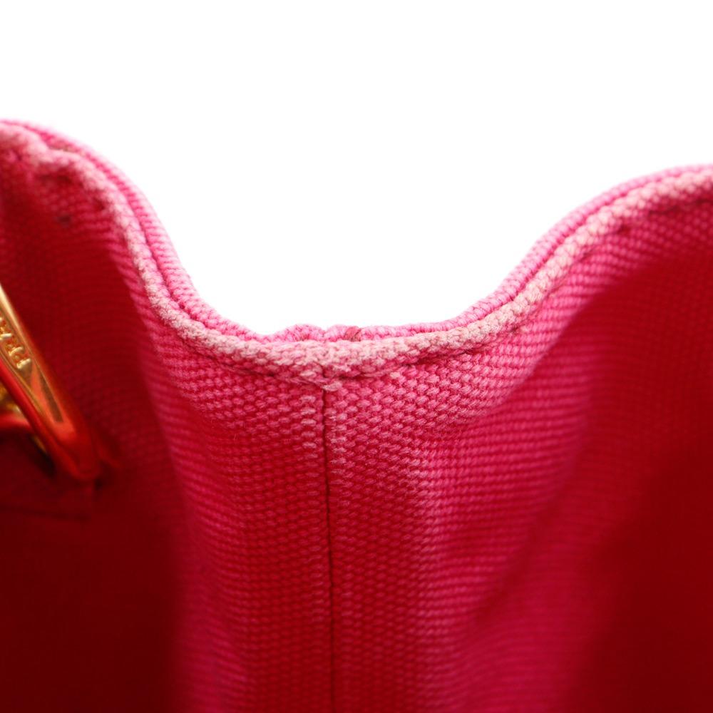 Prada Canapa Handbag 2WAYShoulder Tote Bag Pink Canvas Women Used