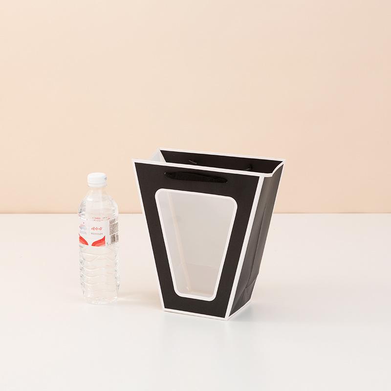

10pcs Window Trapezoid Gift Bags Flower Bouquet Paper Packaging Tote Bags for Florist Retail Wedding Birthday Party Display 10pcs&20x18x10x10cm