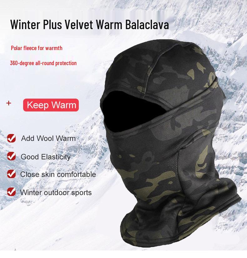 Camouflage Fleece-Lined Winter Balaclava for Cold Weather Cycling