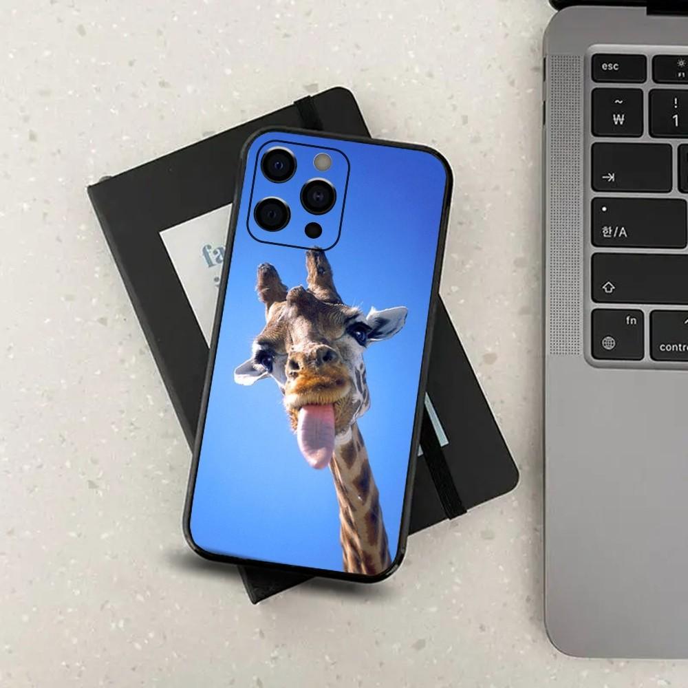 Giraffe Animal Funny Phone Case For Apple iPhone 15,14,13,12,11,Pro,X,XS,Max,XR,Plus,Mini Soft Black Cover