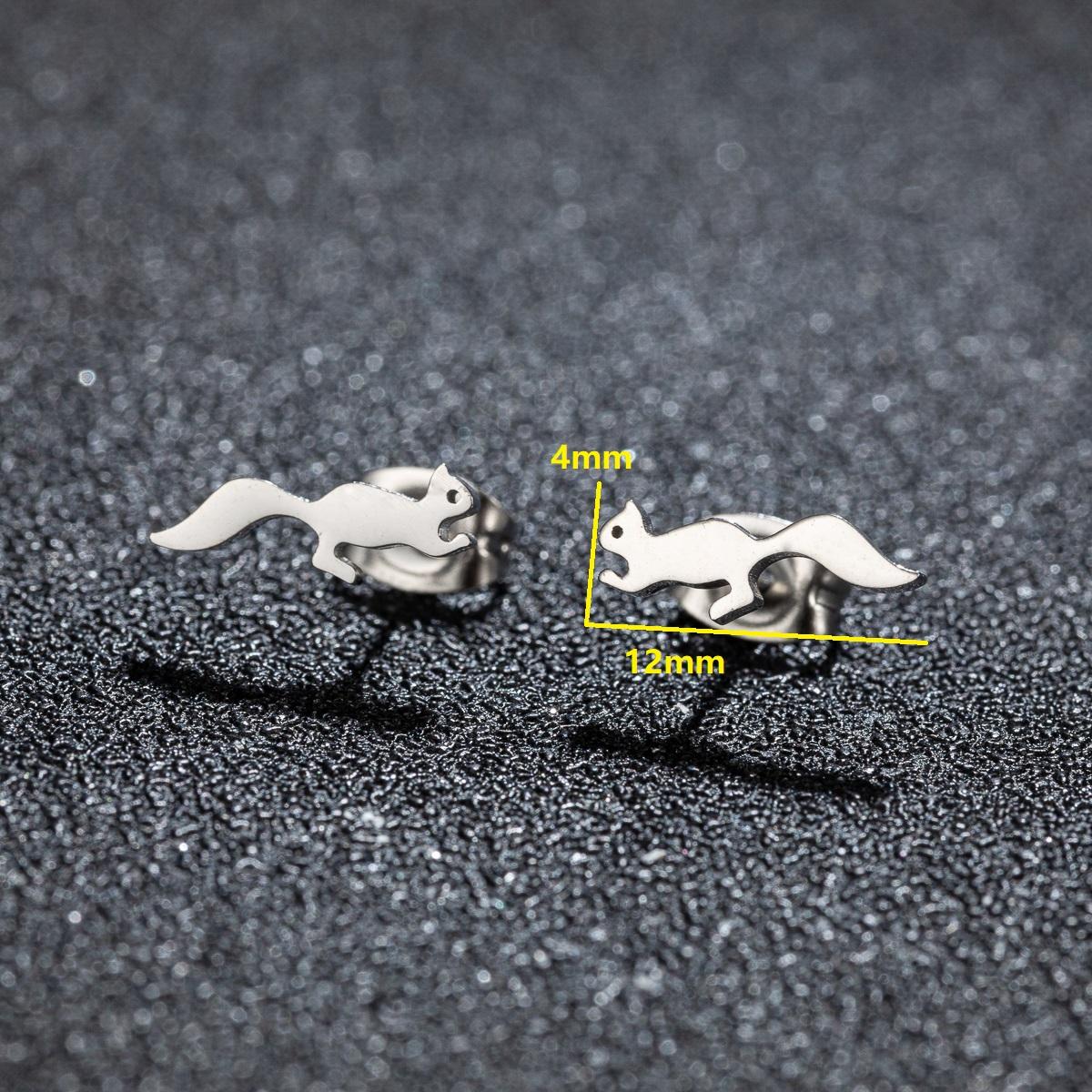 

Cute Rabbit Bunny Hollow Stainless Steel Earring For Girls Fashion Animal Ear Stud Tragus Piercing Zircon Paparty Gifts rose gold