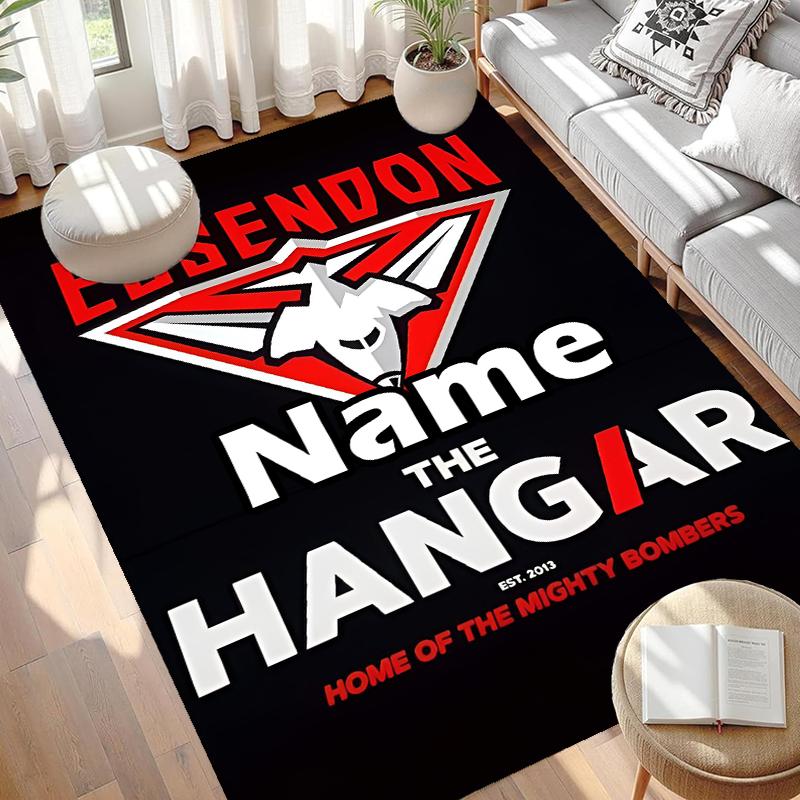 Custom Name Personalized Essendon Football Print Carpet, Versatile Home Decor Rug, for Playroom, Apartment, Balcony, Entryway, Hallway Gift