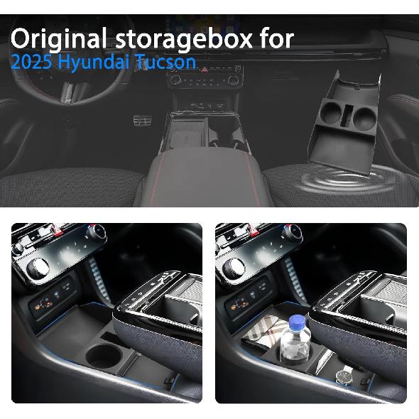 SHAOHAO for 2025 2026 Hyundai Tucson Lower Organizer for 2025 2026 Hyundai Tucson Accessories (Limited/Hybrid) Under Console Organizer Space Expand