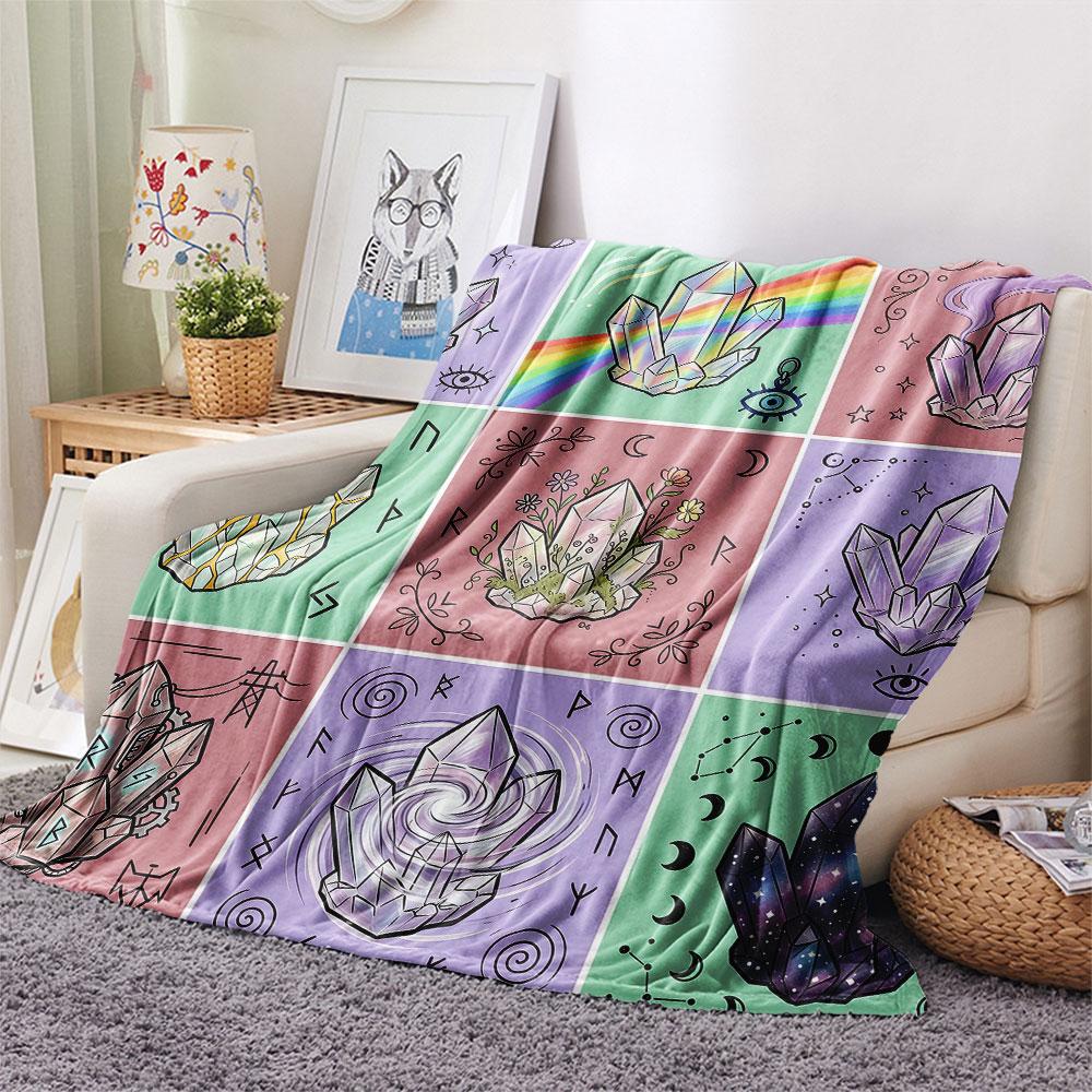 1PC Crystal Fantasy New Patterned Flannel Blanket High quality All Seasons for Home Decor Warmth and Comfort Gifts Birthday Present