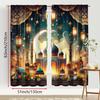 2PCS Gilded Night City Ramadan Theme Curtains   Dreamy Luxury Style   Bedroom and Living Room   Drawbar Pocket Decorative Curtains