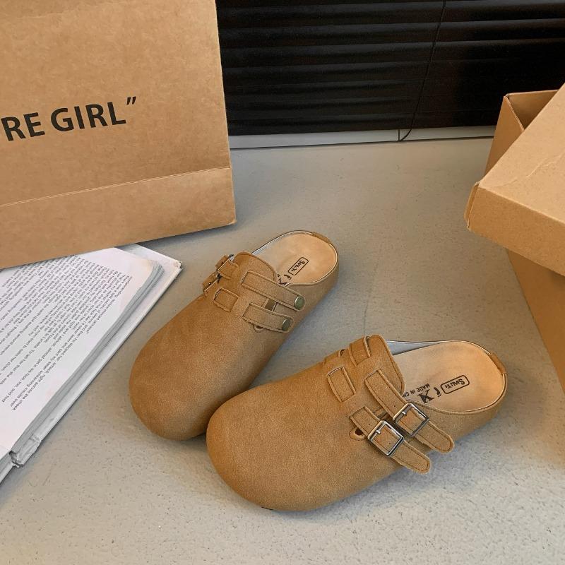 

Retro bag head half drag women wear spring new versatile lazy thick-bottomed Boken slippers 35 верблюд