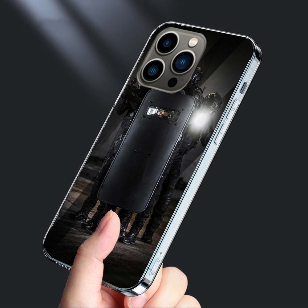Police FBI Phone Case For Iphone 16E 15 Pro 14 Plus 17E 16 17 Pro Max Air 11 12 13 Mini Shockproof Capa Cute Cover TPU Clear
