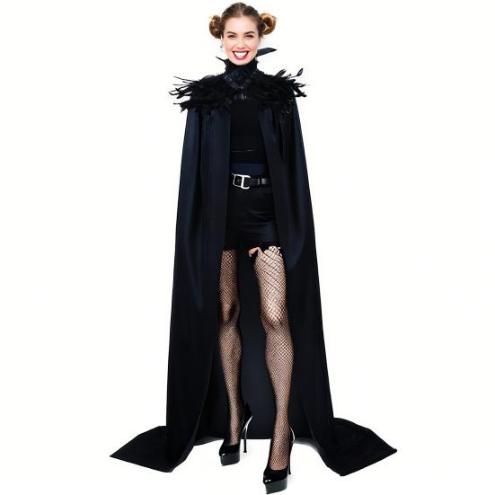 Halloween Shawl Velvet Fabric Demon Angel Costume Cloak Easy Strap Faux Feather Collar Halloween Cosplay Cloak
