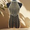 Elegant Pearls Bra Body Jewelry Chain Adjustable Chest Bead Decoration Portable for Women Beach Fashion Accessory