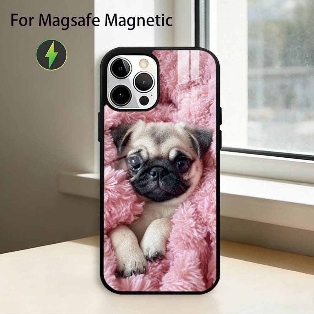 C-Cute Pug Dog Phone Case For iPhone17,16,15,14,13,12,11 Plus,Pro Magnetic For Magsafe Wireless Charging