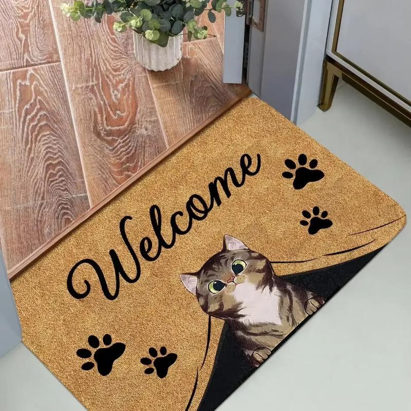 

Black Cat Cartoon Simple Carpet Living Room Bedroom Entrance Door Mat Simple Drawing Home Decoration Carpet 40cm x 60cm