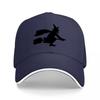 Witch Flying On Broomstick Black Baseball Cap Halloween Magic Theme Design Unisex Adjustable Hat for Adults