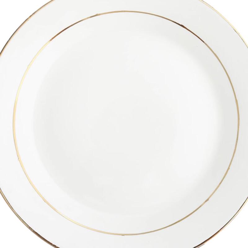Zhishi Ceramic Dinner Plate, Double Gold Rim, 12-inch