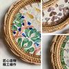 24cm Rattan Shell Fruit Plate Round Creative Color Storage Tray Home Bread Fruit Salad Snack Plate Kitchen Living Room Decor