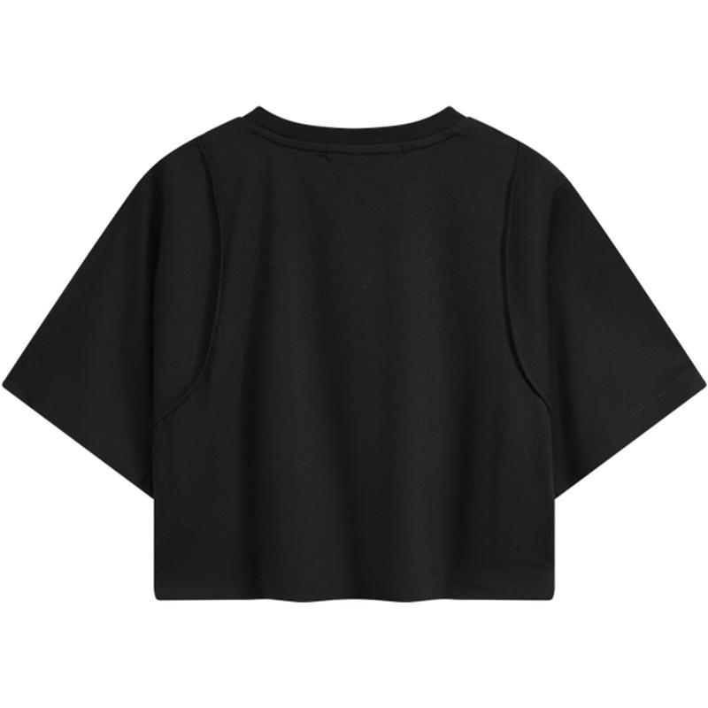 Calvin Klein Letter Print Cool Sun Protection Quick-Dry Loose Short Sleeve T-Shirt Women Tops Space-Black J222366BEH