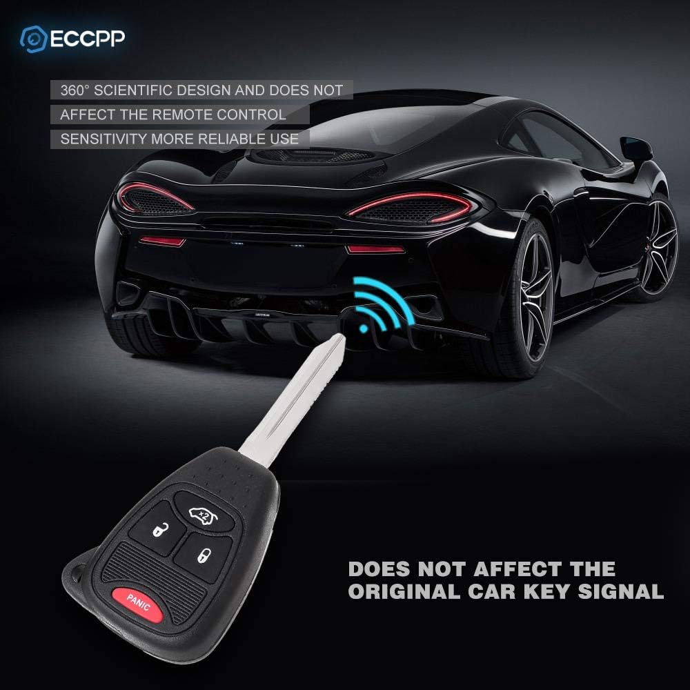 ECCPP 2X New Replacement Remote Car Key Fob Combo 4-Button Uncut for Chrysler Dodge Jeep OHT692427AA, OHT692713AA Programmable Key Fob