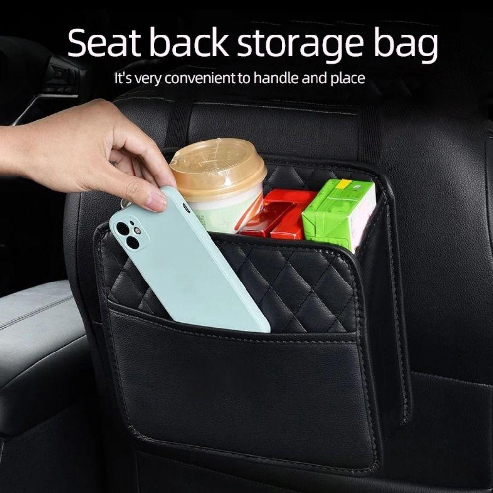 Multifunctional Car Backseat Storage Bag Leather Vehicle Leather Storage Bag Automobile