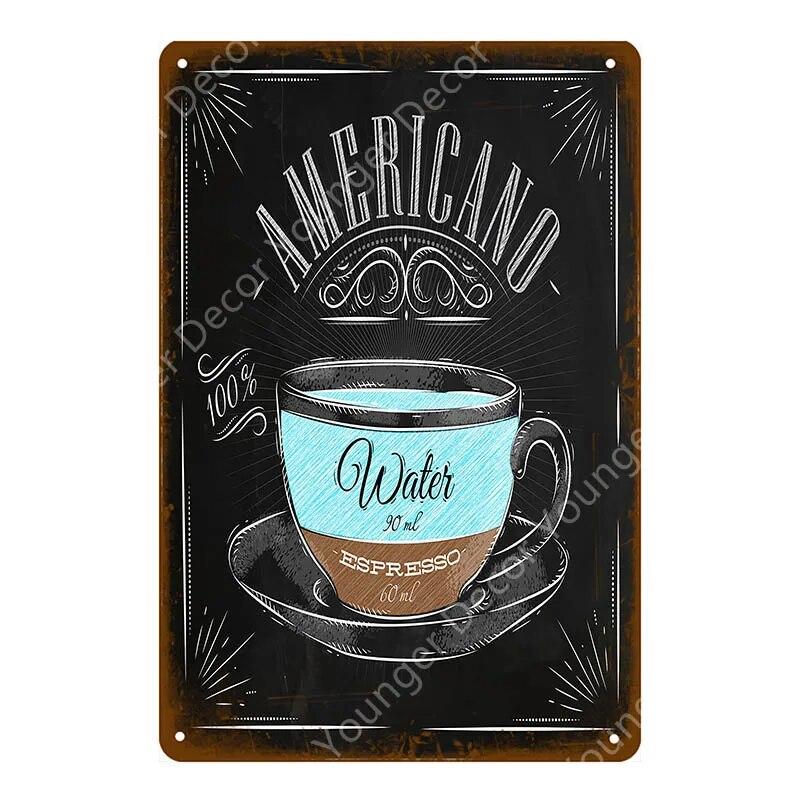 Coffee Menu Plaque Home Bar Cafe Vintage Wall Decor Art Metal Tin Signs Pub Tavern Retro Decorative Plates Metal Poster YJ177