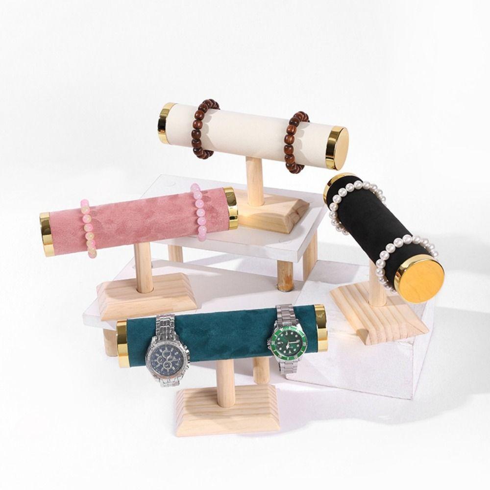 T-bar Bracelet Display Stand Wooden Jewelry Storage Stand Luxury Jewelry Rack Holder  Woman Girls