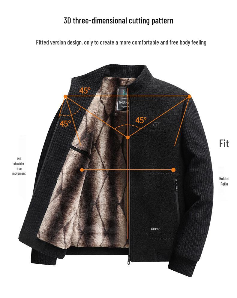 Woodpecker Men's Fleece-Lined Wool Overcoat - Turn-Down Collar