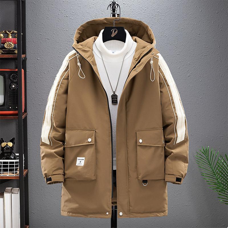 Men's Down Jacket, Medium To Long, with Added Fat and Loose Fit, Winter White Duck Down Jacket, Thickened and Plush