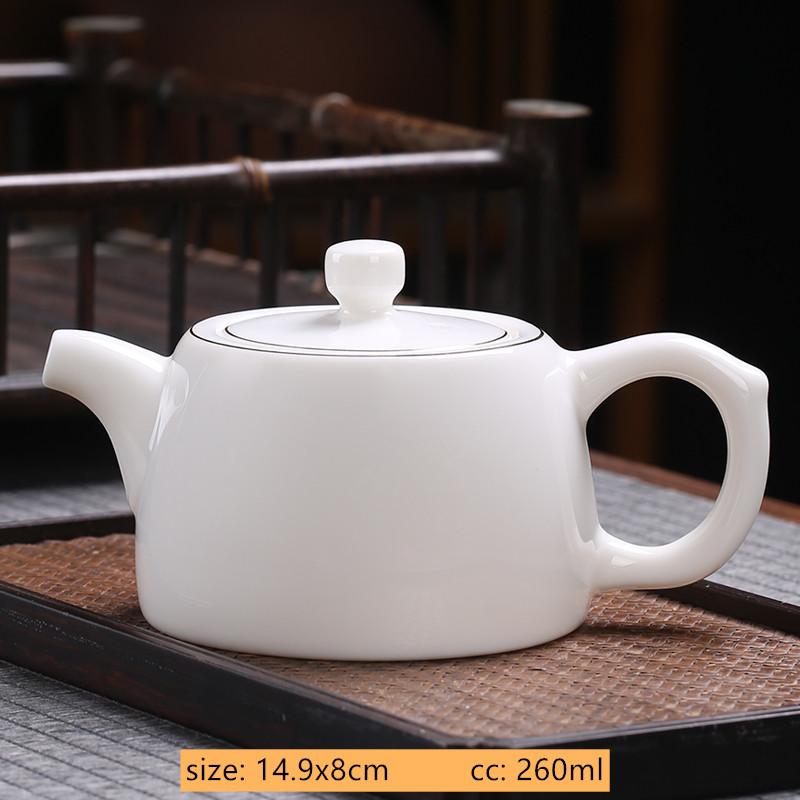 White Porcelain Teapot Custom Ceramic Tea Set Home Beauty Ball Hole Filter Tea Infuser Hand Tracing Gold Kettle Handmade Teaware