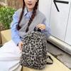 Zaino Scolastico Studentesco con Stampa Leopardata Zaino di Peluche Zaino Leggero da Donna