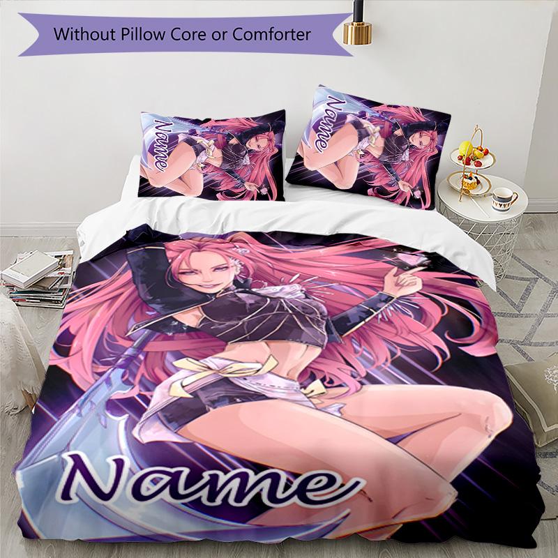 3pcs KPop Demon Hunters16 Cover Set - Personalized Name, HD Printed Bedding with 1 Cover and 2 Pillowcases - Perfect for Home Decor, Easy Care