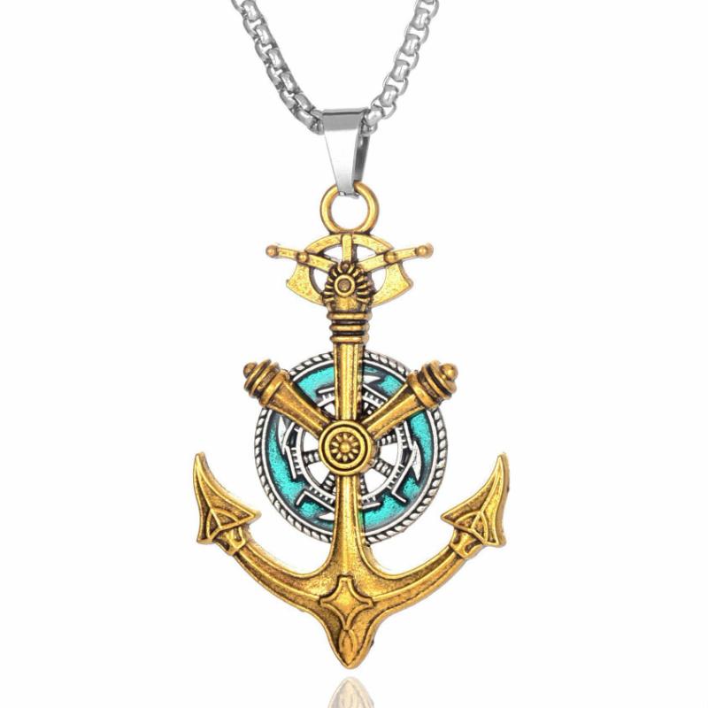 Retro Medieval Boat Anchor Necklace Accessories Street Retro Style Hip-hop Street Necklace for Boys