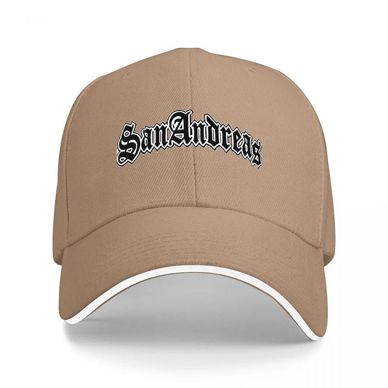 San Andreas Black Baseball Cap with White Embroidered Logo Classic Street Style Adjustable Fit for Men and Women