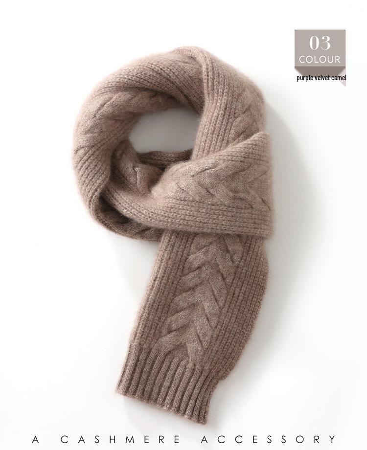 Simple! Unisex Cable Knit Cashmere Scarf: Winter Thick & Versatile Neck Warmer