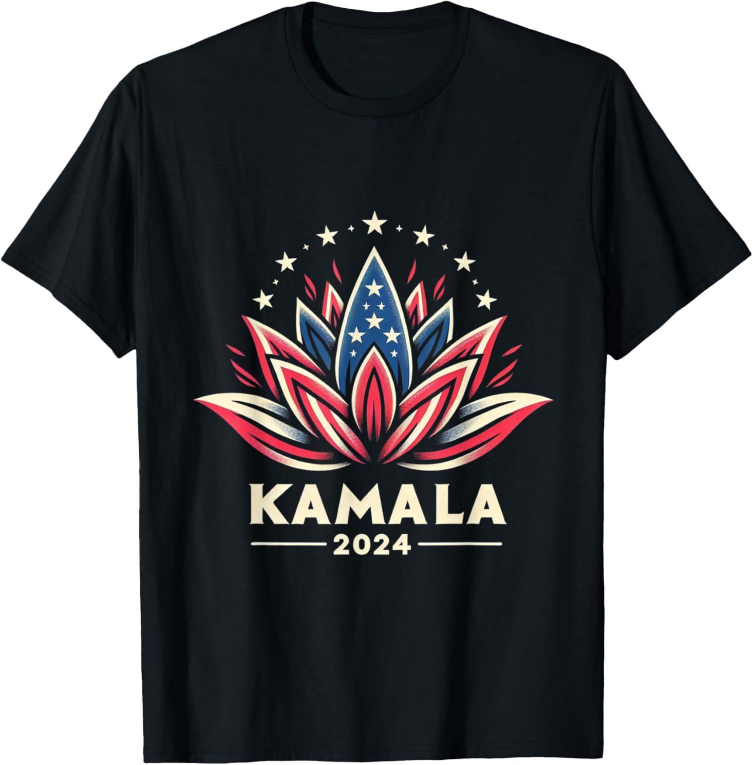 Kamala Harris 2024 Presidential Campaign American Lotus T-Shirt Mens Womens Tees Top 3XL