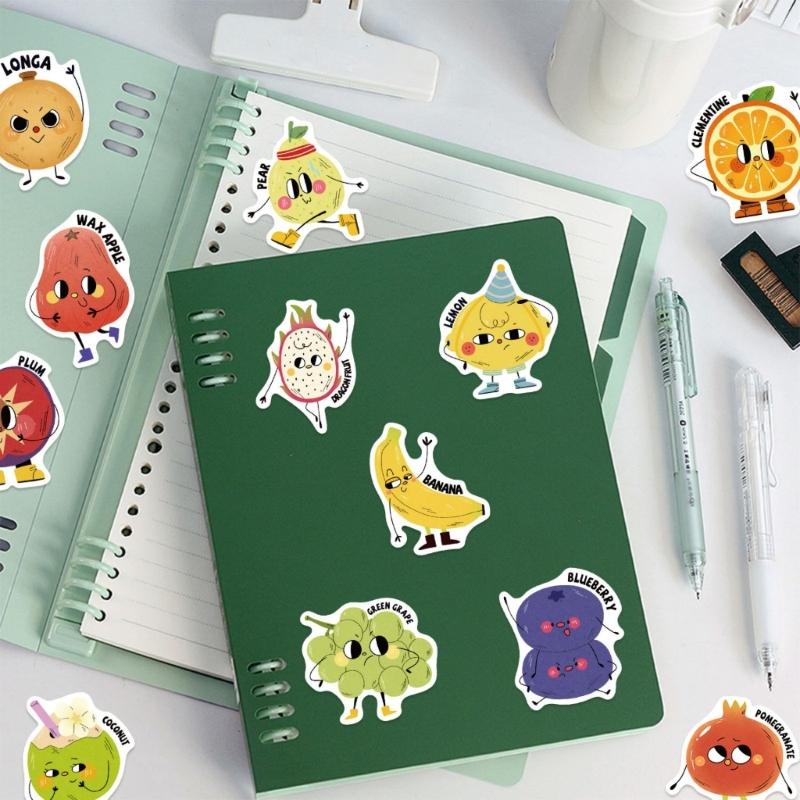 PVC Cartoon Fruit Reward Stickers Removable Adhesive For Tablets Laptops School Supplies