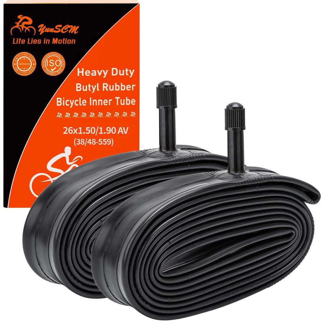 YunSCM 2-Pack, 26x1.50/1.75 Tubes, 32mm Wall, Schrader Valve, 26x1.5/1.9 Bicycle Tubes, Compatible with 26x1.50/26x1.75/26x1.90 Mountain Bikes