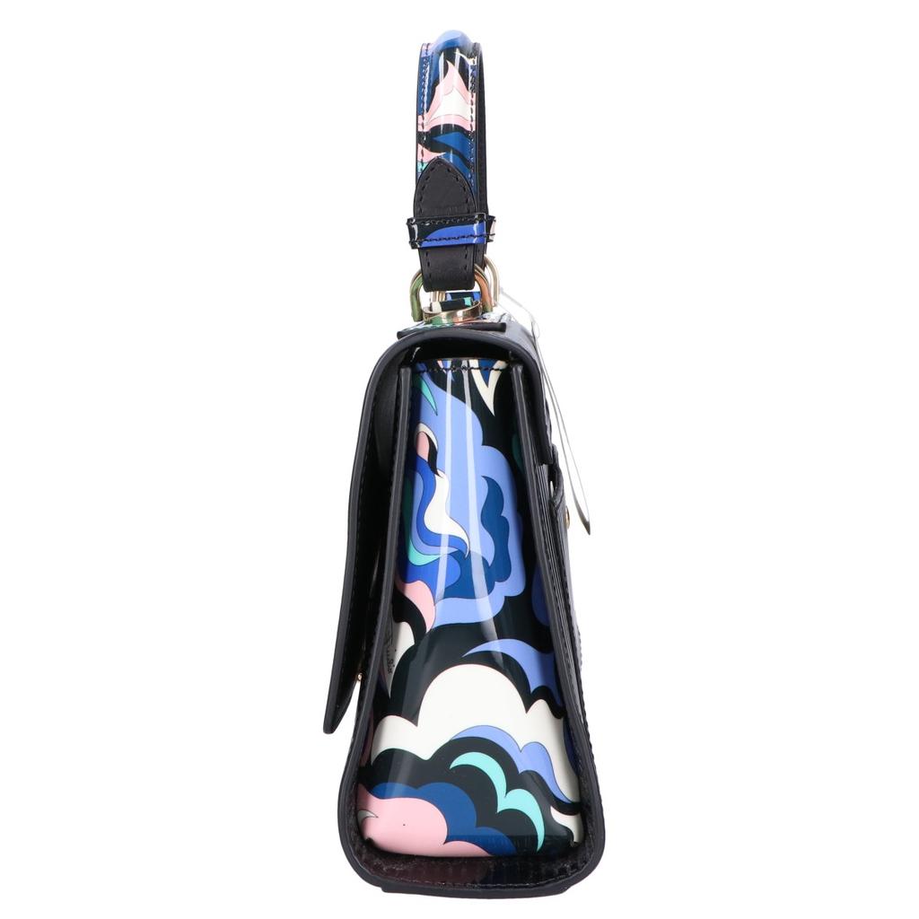 Emilio Pucci [8RBC21] Patent Leather Pucci Pattern 2-Way Shoulder Bag Handbag blackUsed