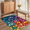 Mehrfarbiger Regenbogen-Schmetterlings-Teppich für Wohnzimmer Schlafzimmer Skurriler Umweltfreundlicher Heimdekor Weiche Rutschfeste Waschbare Bodenmatte