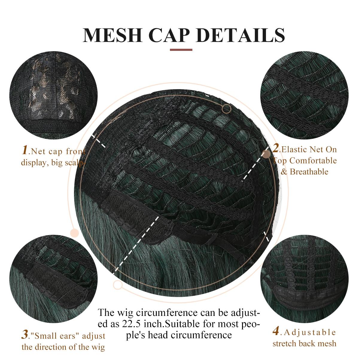 HAIRCUBE Длинные прямые темно-зеленые синтетические парики Косплей волосы с челкой — фото 6