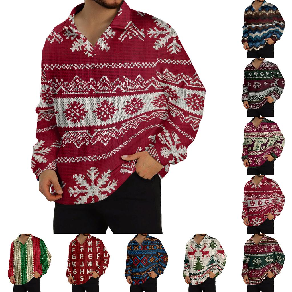 Men's Casual Collared Long-Sleeve Knit Base Layer Top