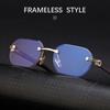 Wood-grain Glasses Temple Frameless Sunglasses Multicolor Men UV400 Eyewear  Unisex