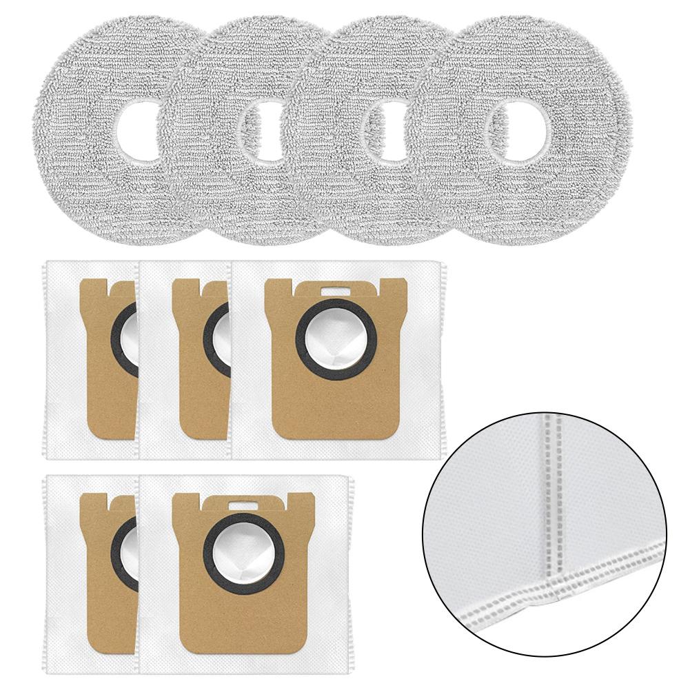 Replacement Mop Pads And Dust Bags Kit For Xiaomi 5/OV31GL, For Mijia 5C/OV42CN Robot Vacuum - 4 Mop Cloths + 5 Bags