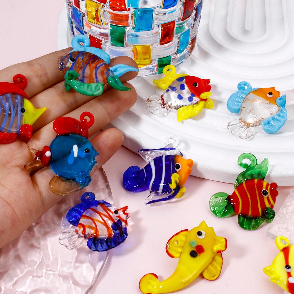 1PCs 3D Lampwork Ocean Charms For Jewelry Making Tropical Fish Animal Tiny Statue Ornaments Aquarium Decor DIY Necklace Pendant