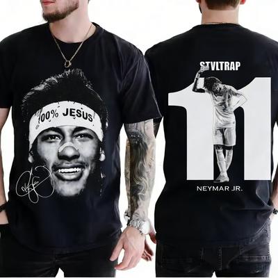 American Hip Hop Summer Neymar American Short Sleeve Crew Neck Heavy TShirt Mens and Womens Retro Fashion Short Sleeve Top