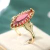 Vintage Inlaid Red CZ Women's Ring Ethnic Gold Color Hand Carving Daily Wear Party Jewelry Anniversary Gift