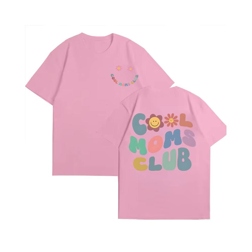 Cool Moms Club T-Shirt For Women's Summer Cotton Crew Neck Short Sleeve Fashion Printing Graphic Y2k Styles Oversized Loose Tops