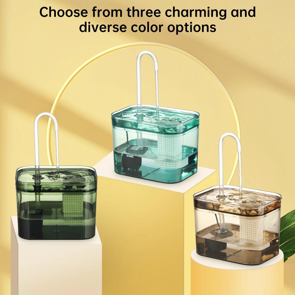Pet Water Fountain 1.5L Auto Filter Transparent Cat Drinker USB Recirculate Filtering Water Dispenser with Pump Pet Drinking