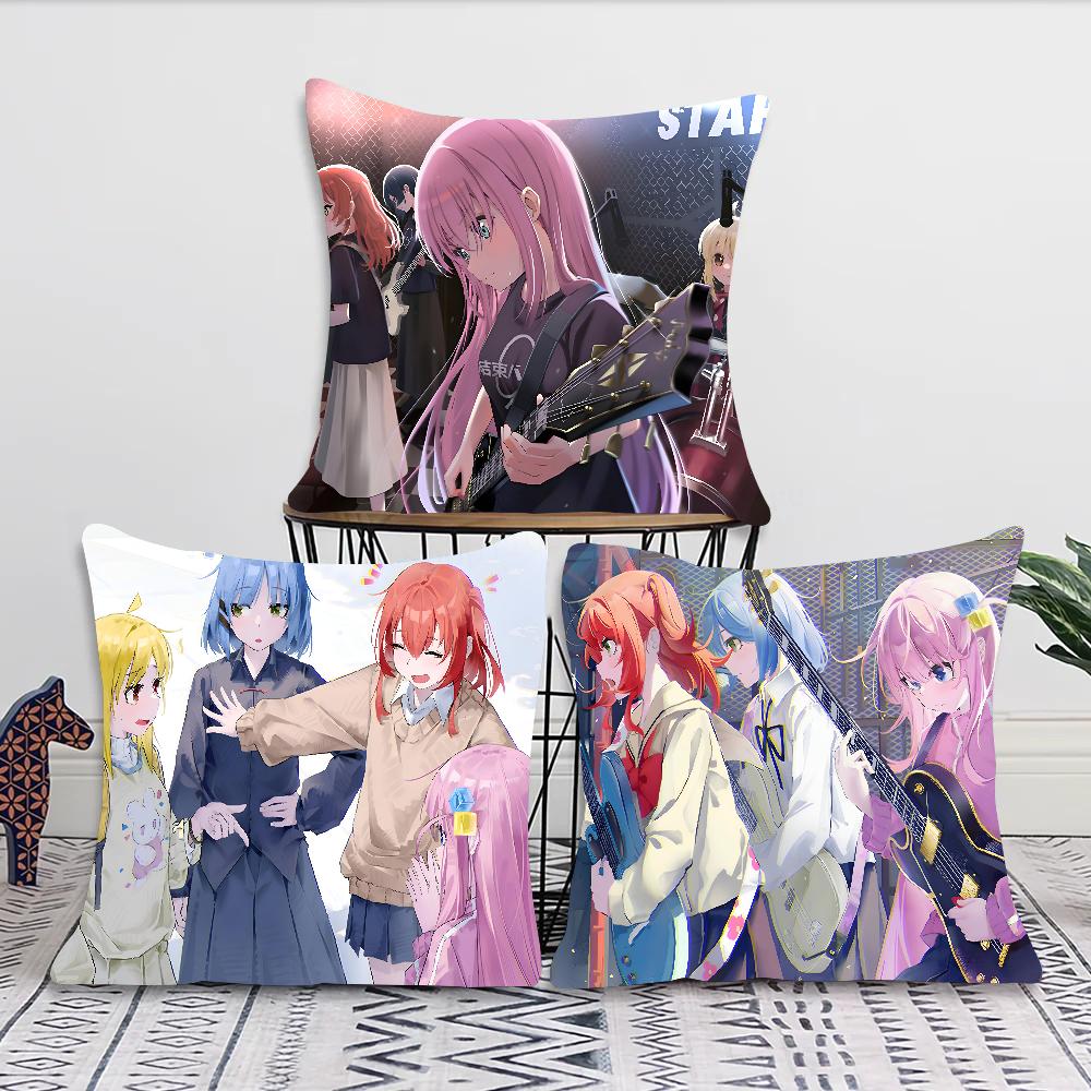 Anime Bocchi The Rock Pillow Case Square Pillow Bedroom Sofa Leisure Comfort Cushion Car Living Room Home Decoration