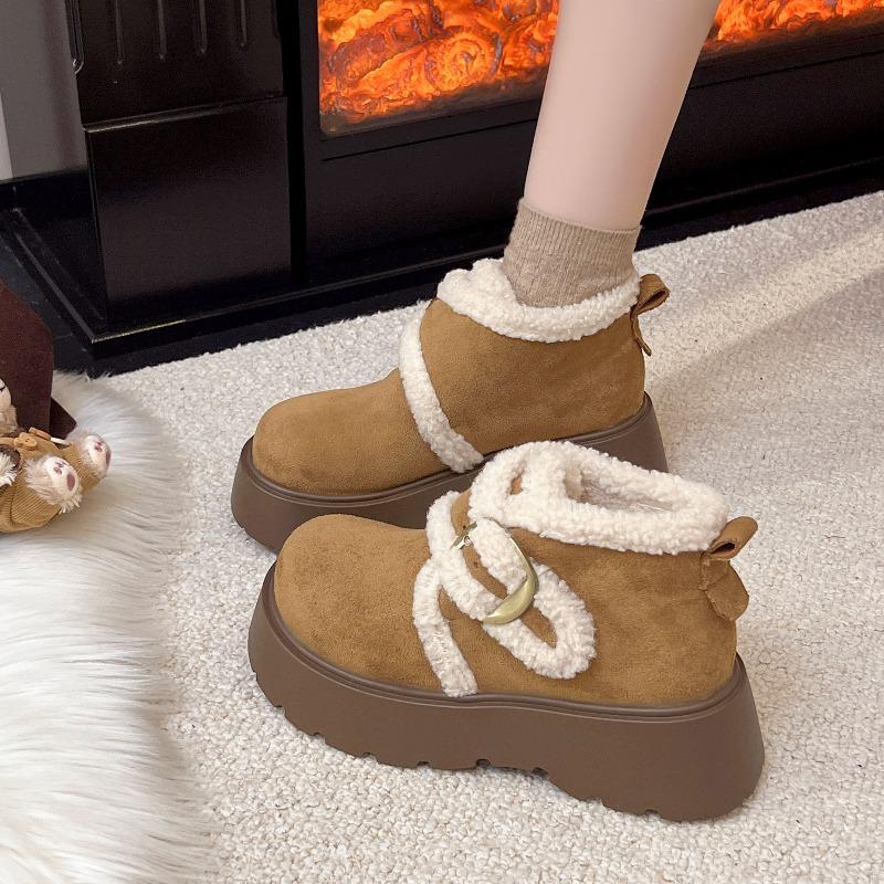 Bottes de neige à semelles épaisses et rehaussantes pour femmes, nouvelles chaussures d'hiver pour femmes, chaussures en coton thermique velours